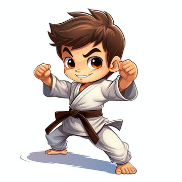 Cute boy are practicing karate