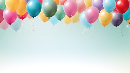 Colorful balloons on a white background are given space for text
