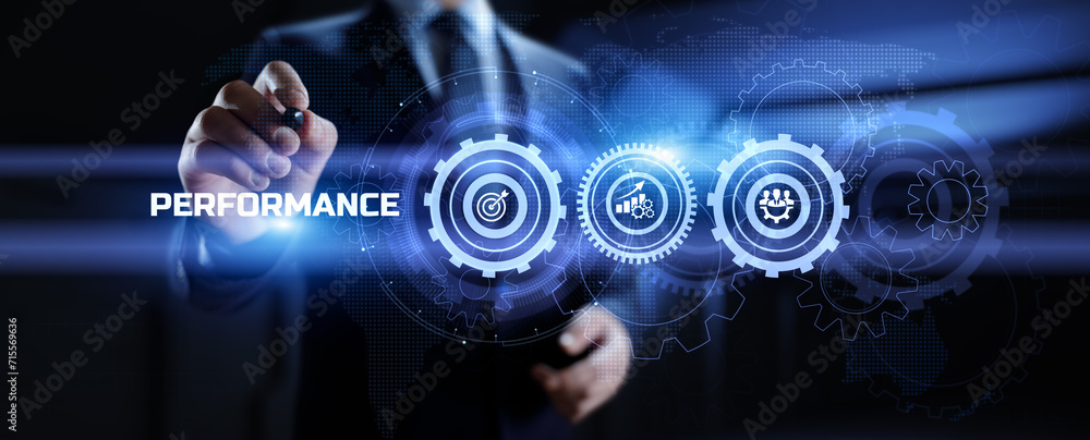 Poster performance indicator business finance concept on virtual screen.