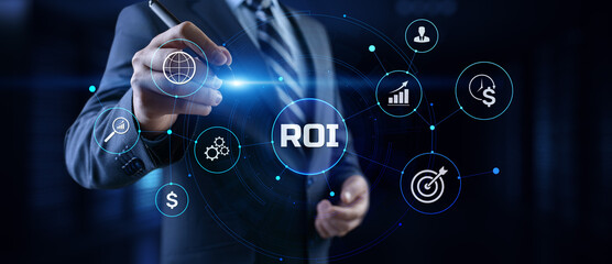 ROI Return on investment financial technology trading business and finance concept.