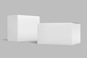 PSD Two Closed Paper Box Packaging Mockup For Branding 3D Rendering
