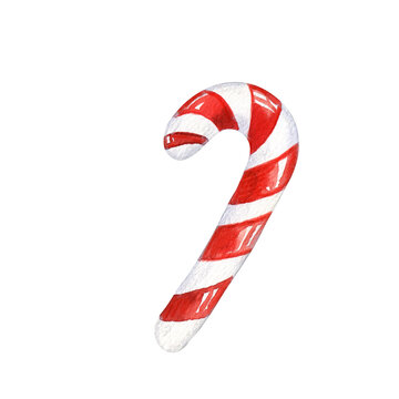 Christmas sweet watercolor candy cane