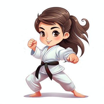 Cute Girl are practicing karate