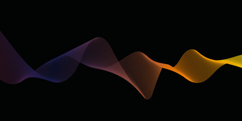 Abstract wavy lines flowing curve gradient color on transparent background. Abstract black background colorful lines. modern wavy stripes on white background isolated.