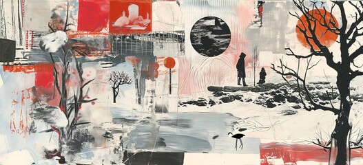 Winter Wonders: Hand-Drawn Collage Page in Comic Book Style