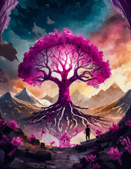 Poster of Fantasy World Tree - obrazy, fototapety, plakaty