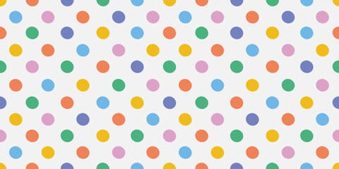 Cute colorful dots seamless pattern. Background for children or trendy minimalist style art design with basic shapes. Simple creative party confetti texture backdrop. Vector illustration