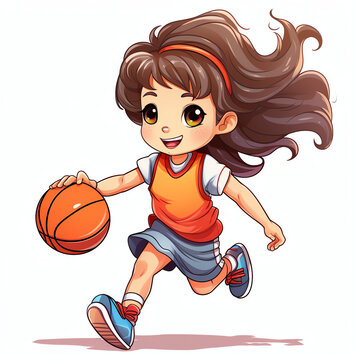 Cute Girl are playing basketball