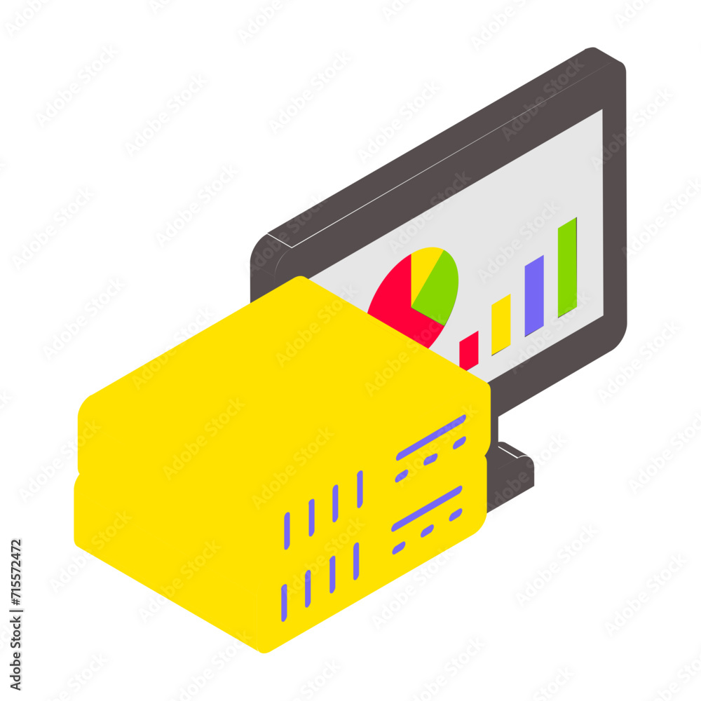 Aufkleber manage petabytes isometric concept, server optimization and analysis vector icon design, big data sy