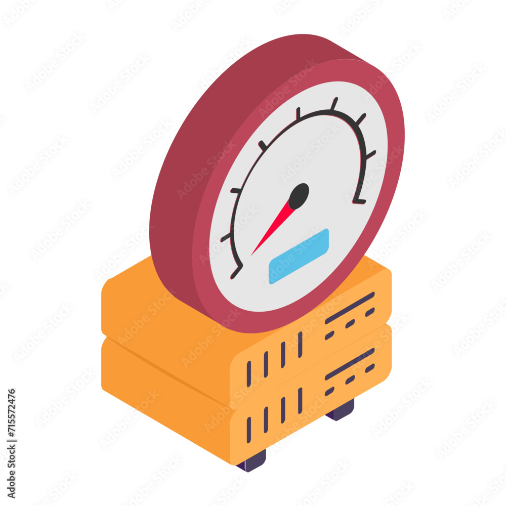 Aufkleber server performance measurement isometric concept, peak response time vector icon design, big data sy