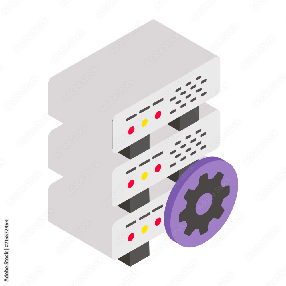 Aufkleber server setup and management isometric concept, remote administration vector icon design, big data sy