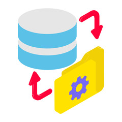 Database to filesystem isometric Concept, distributed cache Vector Icon Design, Big data Symbol, Business intelligence Sign,Web hosting and Data Center Stock Illustration