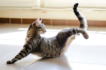 Athletic Cat Enjoying a Yoga Class