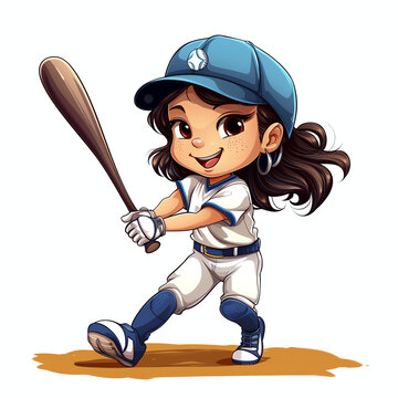 Cute girl playing a baseball