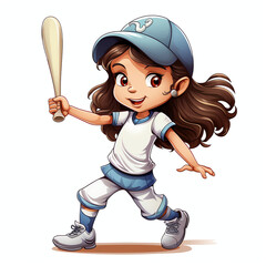 Cute girl playing a baseball