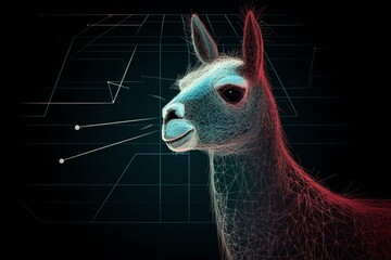 Fototapeta premium A futuristic llama engaged in coding. Generative AI