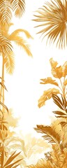 Elegant Gold and White Jungle Motif Wallpaper Design