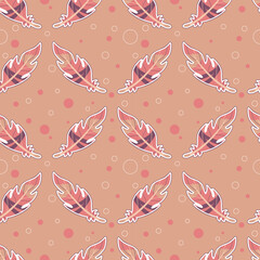 Delicate Feather Circles seamless pattern for Clothing Line, Textile and template sites