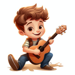Cute boy are singing very happy