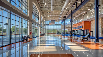 Fototapeta premium The sports during the day is bright and energetic, attracting attention and conveying the atmosphere of sports and activity. atletic gym