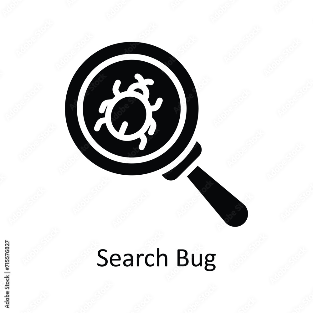 Poster search bug vector solid icon style illustration. eps 10 file