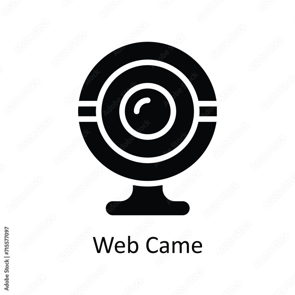 Poster web came vector solid icon style illustration. eps 10 file
