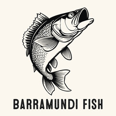 Hand Drawn BARRAMUNDI FISH Vintage Engraved Style