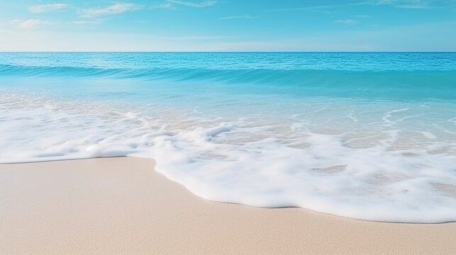 sea Waves on the beach clear sky background. Generative AI