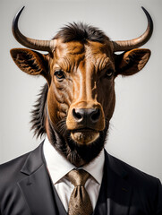 Wildebeest in a business suit, business animals