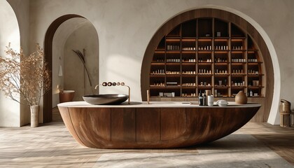 Artisanal Craftsmanship Display, a podium that celebrates the craftsmanship of artisanal products, 
