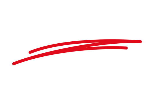 Line marker underline shape, underlining with a red line, crossing out red line - vector