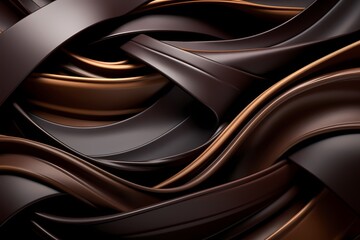 Chocolate ribbons delicately woven together, creating a visually striking and abstract representation of indulgence.