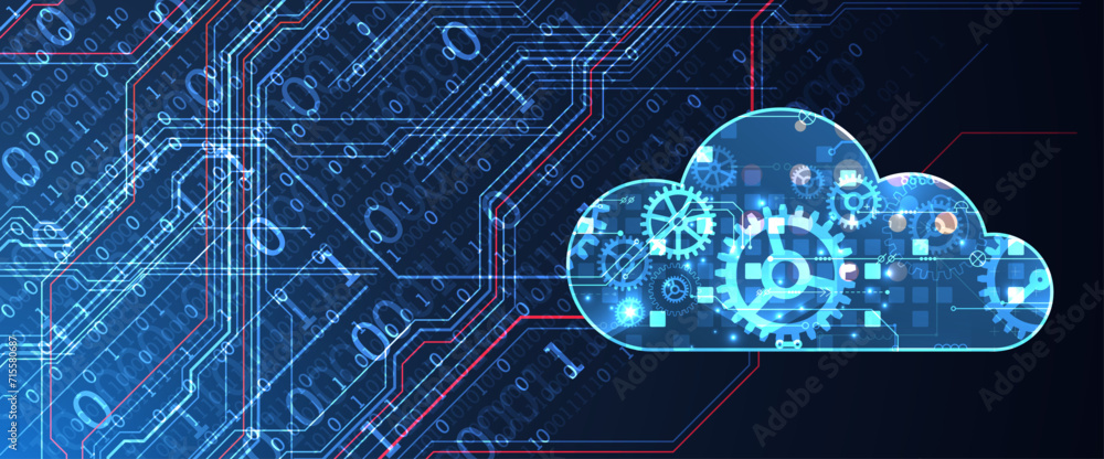 Aufkleber Cloud computing concept.Abstract connection technology background. Hand drawn vector.