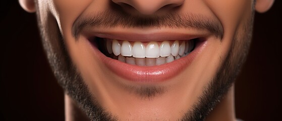 Close-up of a Young Man's Perfect Smile with White Teeth, Symbolising Dental Health and Hygiene.