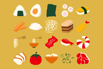 Ramen Topping Illustration Set