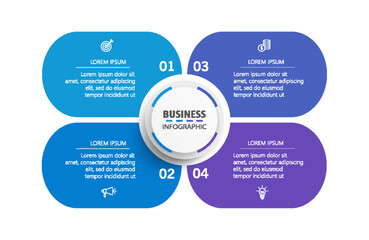 Infographic business design vector template with 4 options, steps or processes. Can be used for presentations banner, workflow layout, process diagram, flow chart, info graph