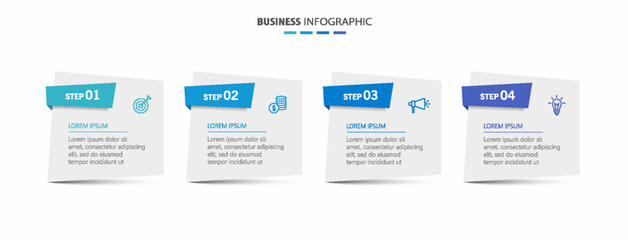 Infographic business design vector template with 4 options, steps or processes. Can be used for presentations banner, workflow layout, process diagram, flow chart, info graph
