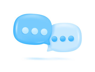 3D shiny speech bubbles. Empty square speech bubbles for conversation messages. 3D Vector Illustration.