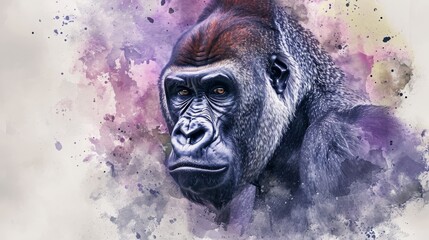 Painting of a Gorilla on White Background