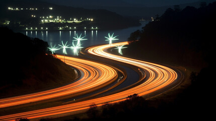 highway in night high definition photographic creative image