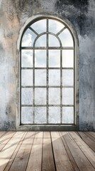 Spacious Room With Window and Wooden Floor in Empty Building