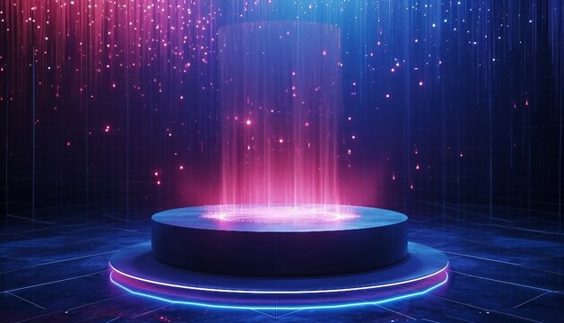 Interactive Display Hub, Present a podium that integrates interactive elements, AI GENERATIVE