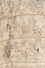 Trajan Column Relief Close Up in Rome, Italy