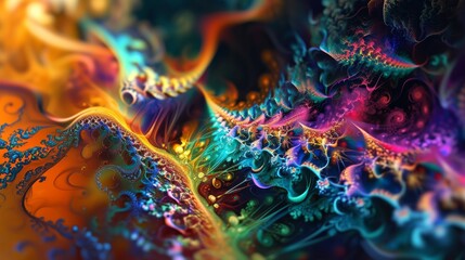 Vibrant Abstract Fractal Artwork Capturing Complex Patterns and Vivid Colors