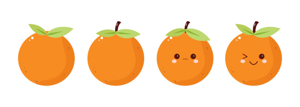 cartoon orange vector. cute fruit characters, kawaii orange	