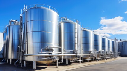Fototapeta premium The industrial beauty of these steel tanks is a testament to human ingenuity.