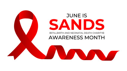 SANDS (stillbirth and neonatal death charity) awareness month is observed every year in june. June is SANDS awareness month. Vector template for banner, cover, greeting card, poster with background.