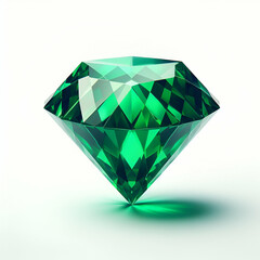 Fototapeta premium Green diamond on white background
