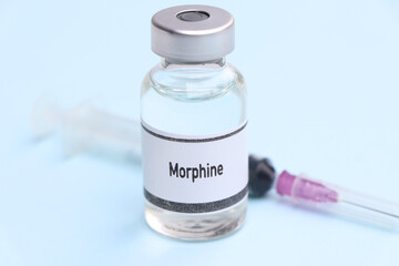 Morphine in a vial, narcotics are dangerous to health