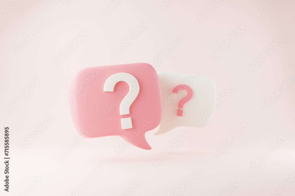 Poster 3d rendering a question mark floated in the air. question ideas that arise in various places.